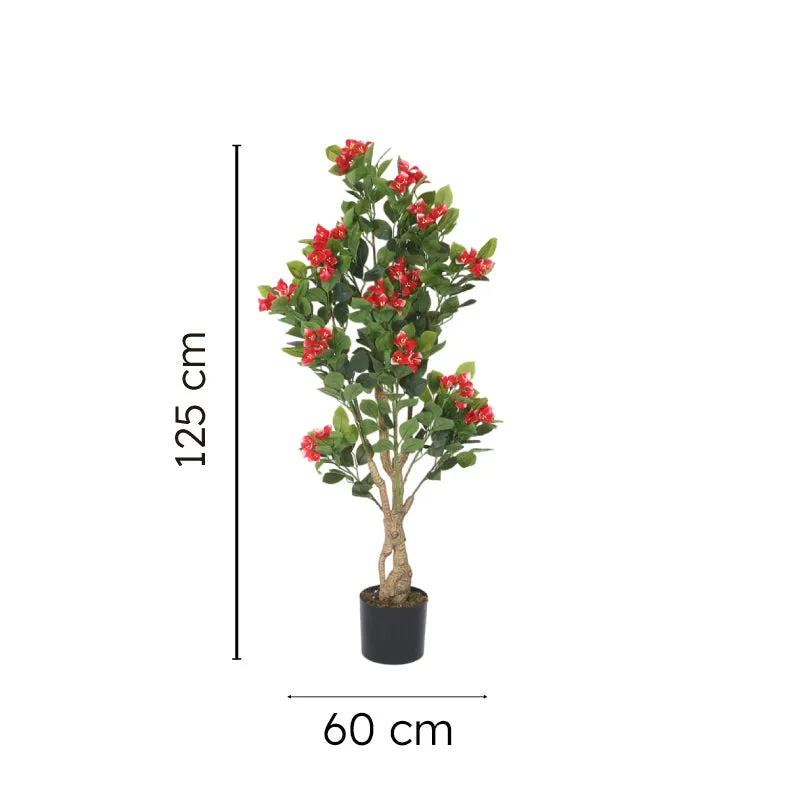 Faux Realtouch Red Bougainvillea Plant With Black Plastic Pot - 4.1 Feet media 10