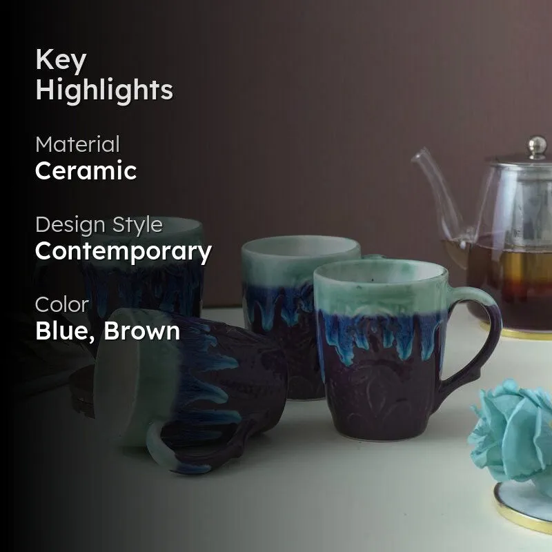 Ocean Ceramic Coffee Mug (300 mL Each) - Set of Four media 2