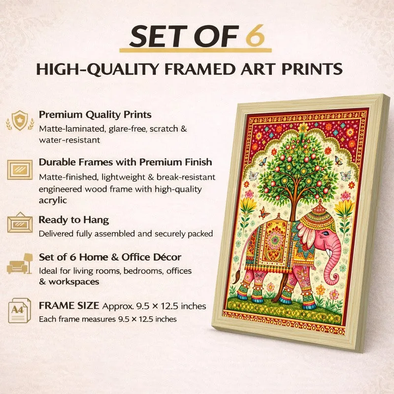 Verdant Verses Paper Wall Painting With Frame - Set Of Six media 9