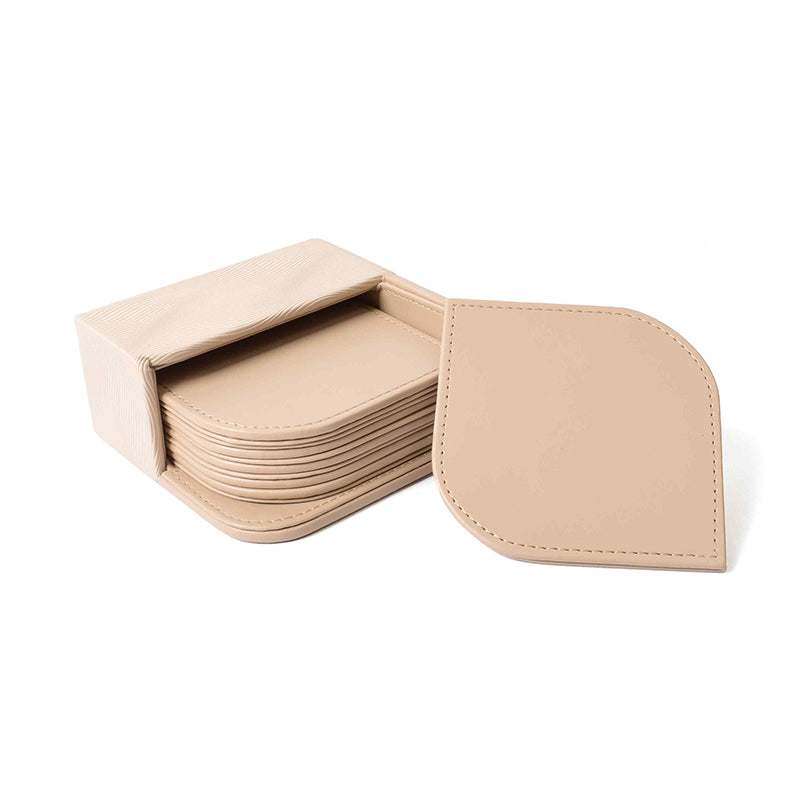 Veltrix Faux Leather Coaster (Beige) - Seven Piece Set media 5