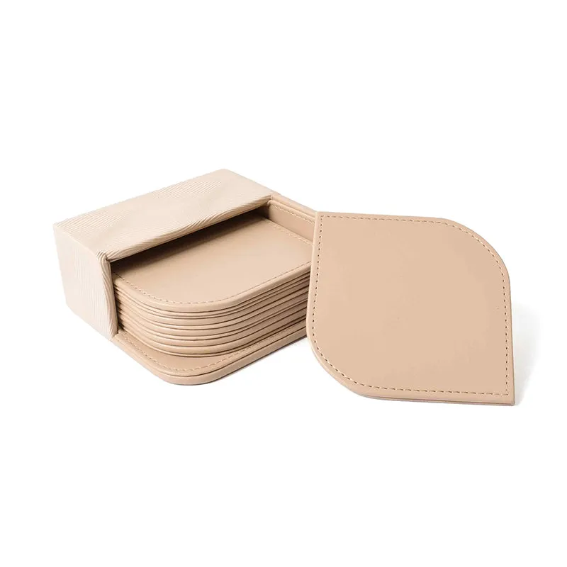 Veltrix Faux Leather Coaster (Beige) - Seven Piece Set media 5