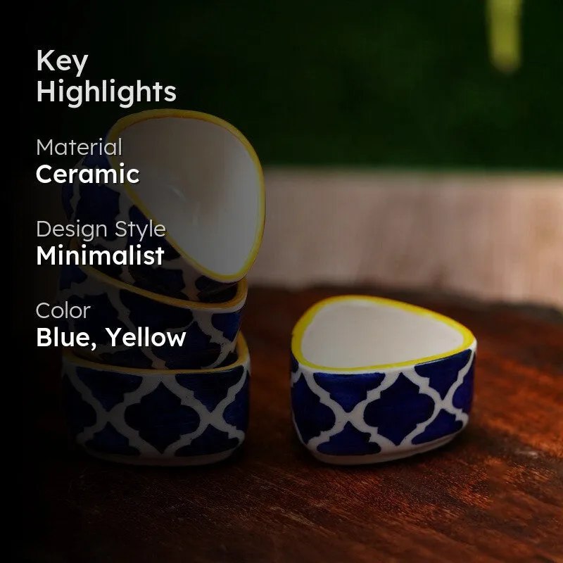 Platore Ceramic Dip Bowls (Blue,Yellow ,40 mL Each) - Set Of Four media 2