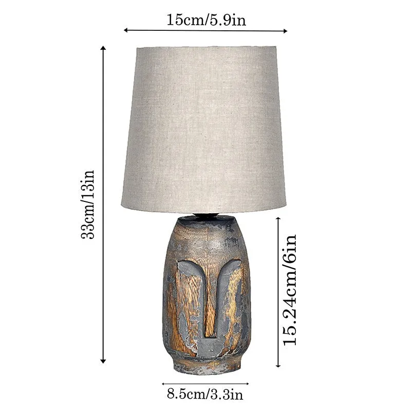 Heracles Carved Fabric Table Lamp - Grey,White media 6