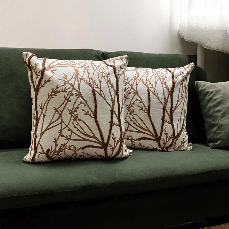 Autumn Naps Tufted Cushion Cover (White & Brown) - Set Of Two media 1