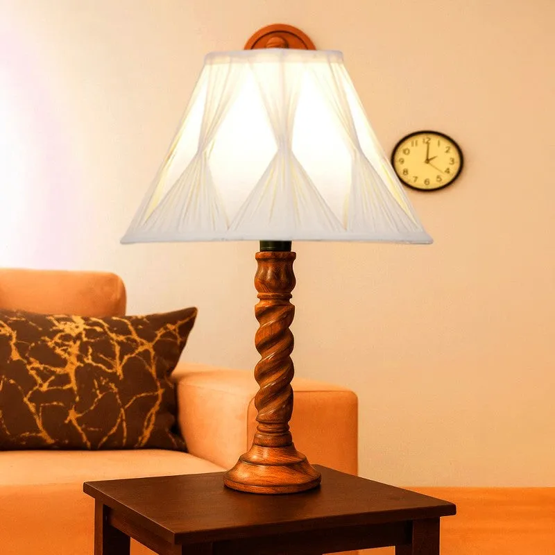 Elvane Elvo Wooden Table Lamp - Ivory media 3