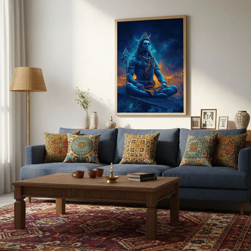 Peaceful Mahadev Meditating III Archival Paper Wall Art - Natural Brown Frame media 4