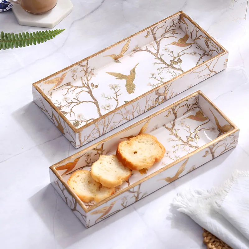 Aviary Luxe Enamel Coated Serving Tray (Rectangle) - Set Of Two media 1