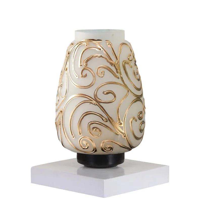Lunellea Glass Wooden Table Lamp With Base - White & Gold media 6