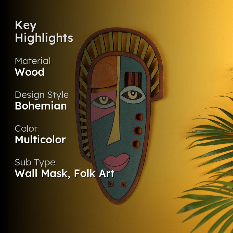 Rabbiya Mask Wooden Wall Accent media 2