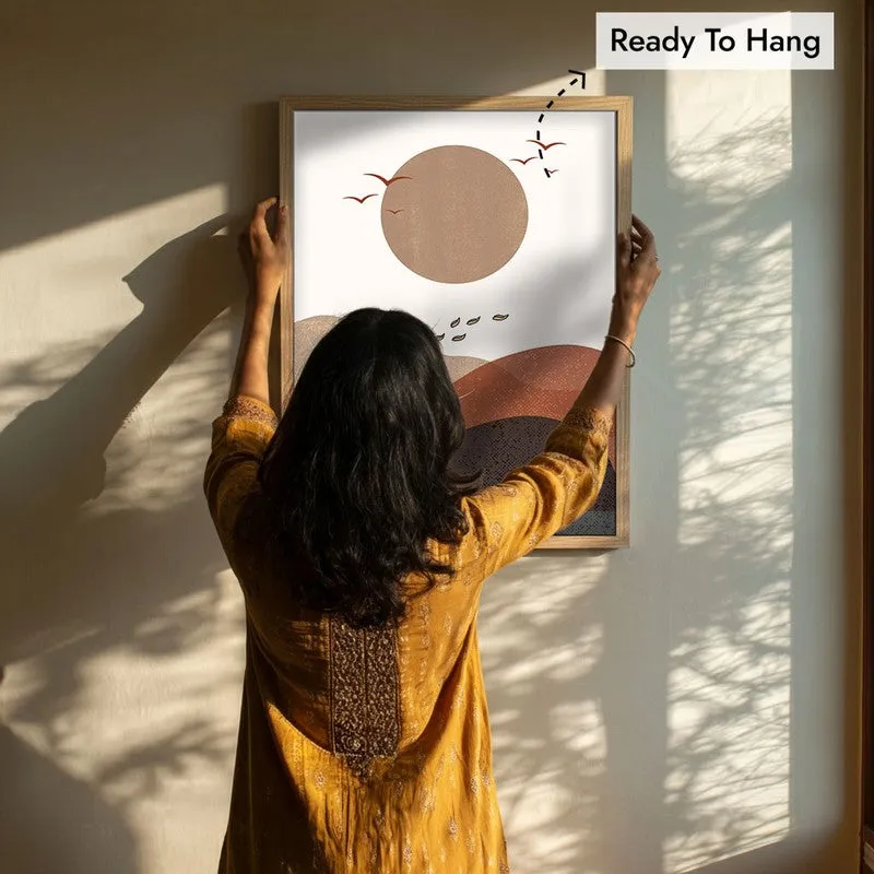 Earthen Rhythm Canvas Wall Painting With Brown Frame media 8