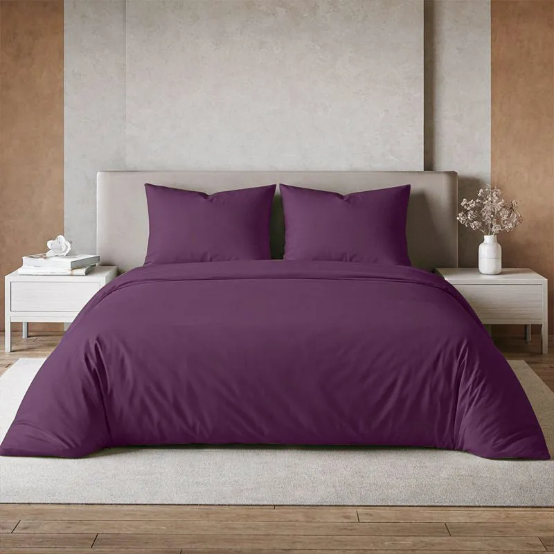 Moonweave Solid Cotton Bedsheet (Eggplant Purple) - 400 TC media 1