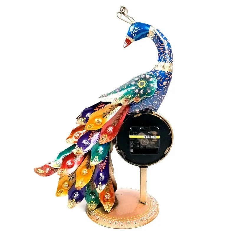 Multicolor Peacock Iron Table Clock media 7