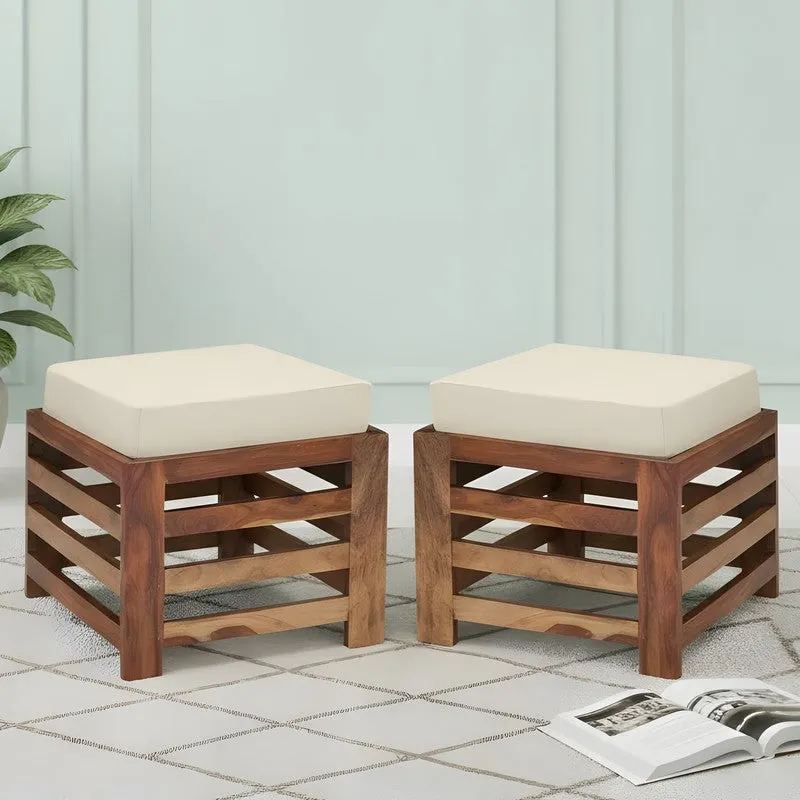 Synex Sheesham Wooden Bench with Cushions (White) - Four Piece Set media 1
