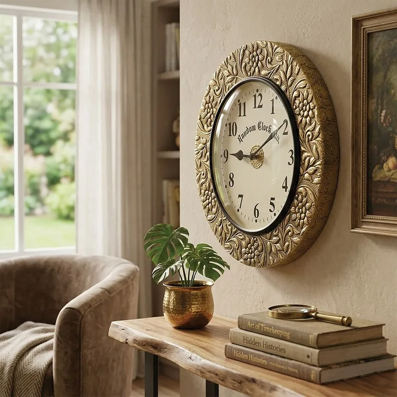 Elvora Brass Analog Wall Clock media 3