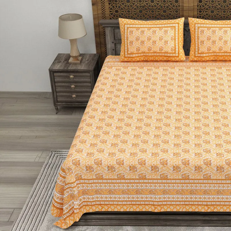 Linera Cotton Bedsheet (Orange) - 240 TC media 3