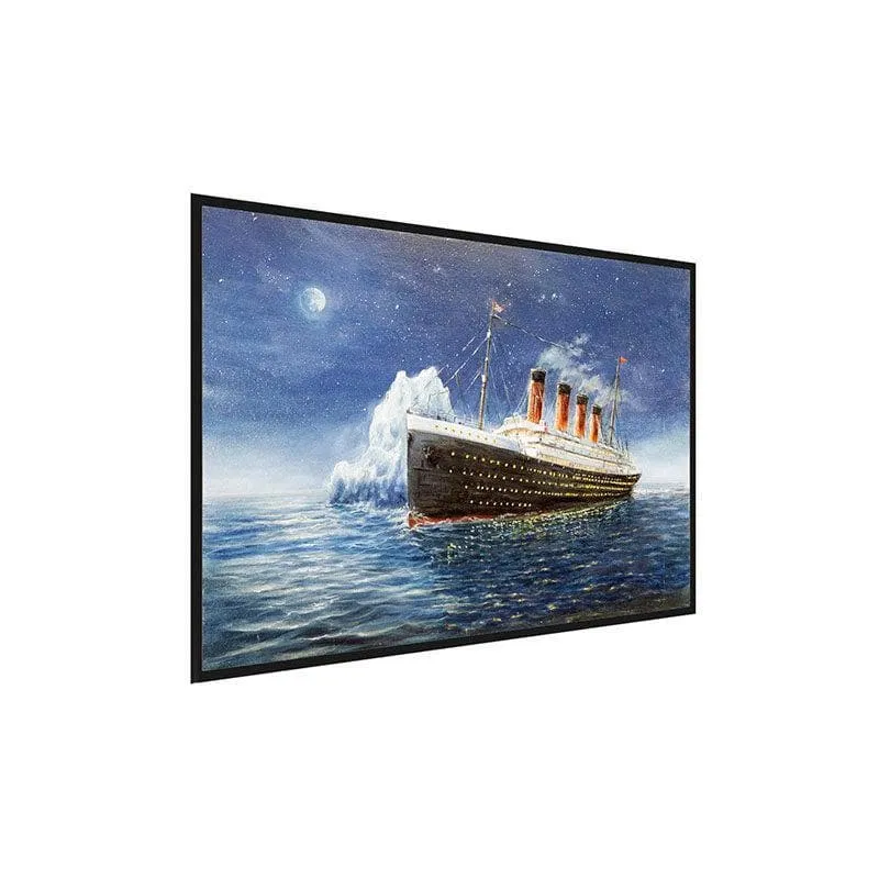 Titanic And Iceberg By Boyan Dimitrov Canvas Wall Art - Black Frame media 3