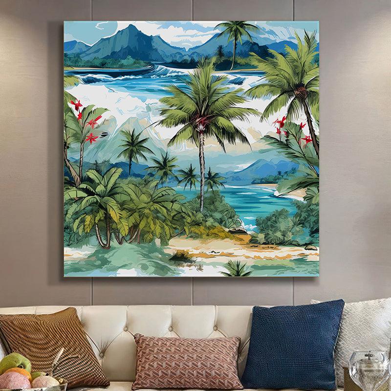Tropical Coastline Wall Painting