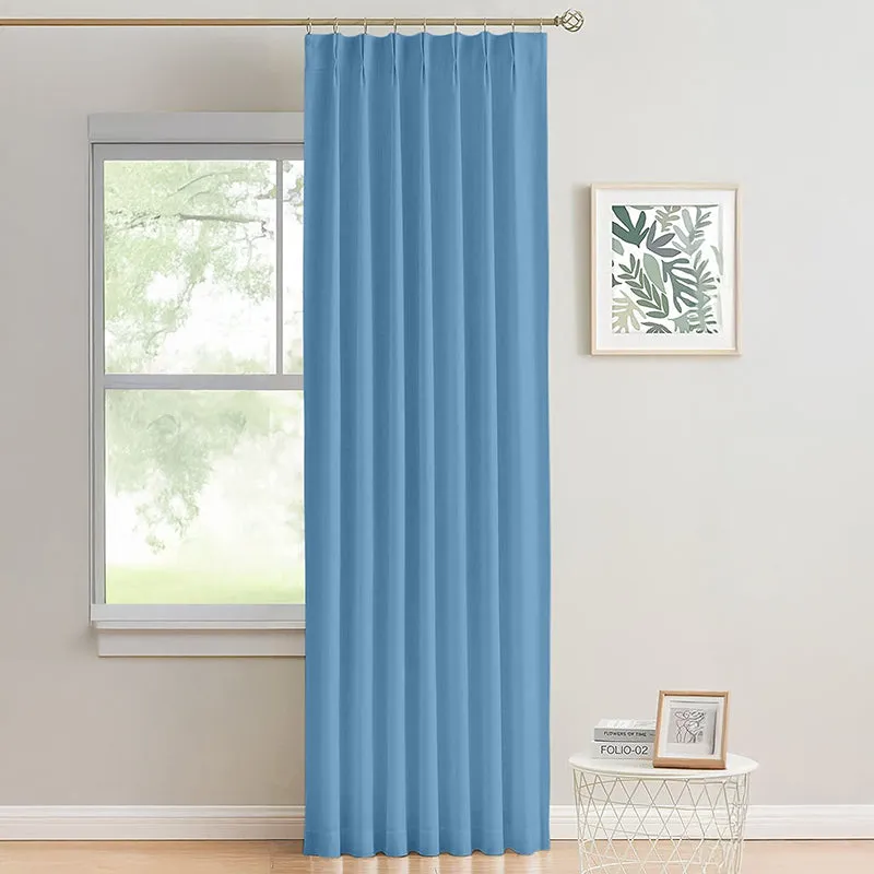 Noir Double Pinch Pleat Blackout Curtain - Sky Blue media 1
