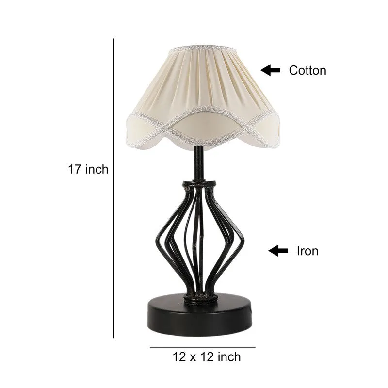 Auriosen Cotton Table Lamp With Wooden Base - Ivory media 9