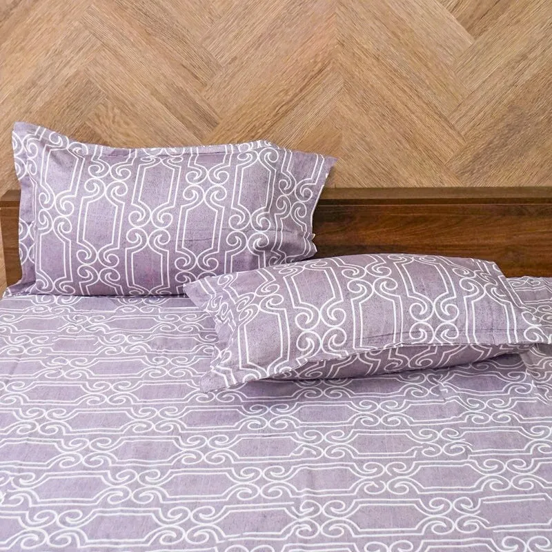 Antira Geometric Cotton Bedsheet (Purple) - 200 TC media 4