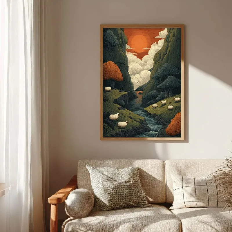 Aurora Valley Canvas Wall Painting - Brown Frame media 6