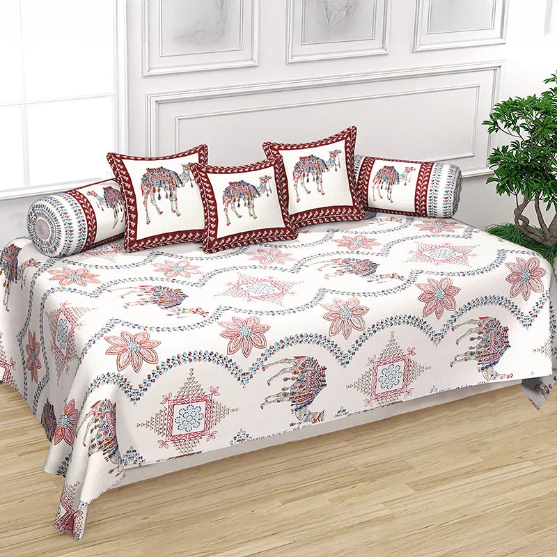 Ankaari Ethnic Cotton Diwan Set (Maroon) - Six Piece Set media 1