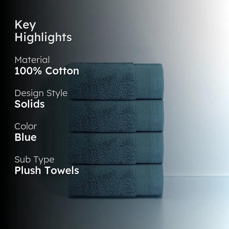 Micro Cotton Soft Serenity Solid Face Towel (Blue) - Set Of Four media 2