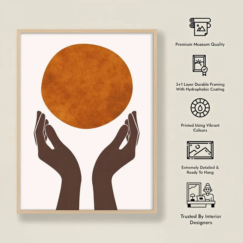Holding the Sun Canvas Wall Painting With Brown Frame media 9