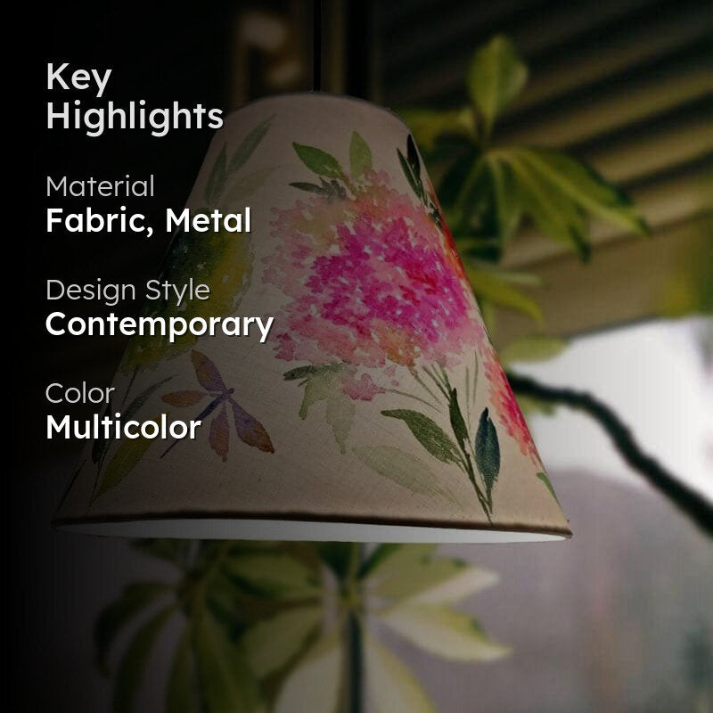Nesa Gardenia Cone Handpainted Fabric Ceiling Lamp image 2