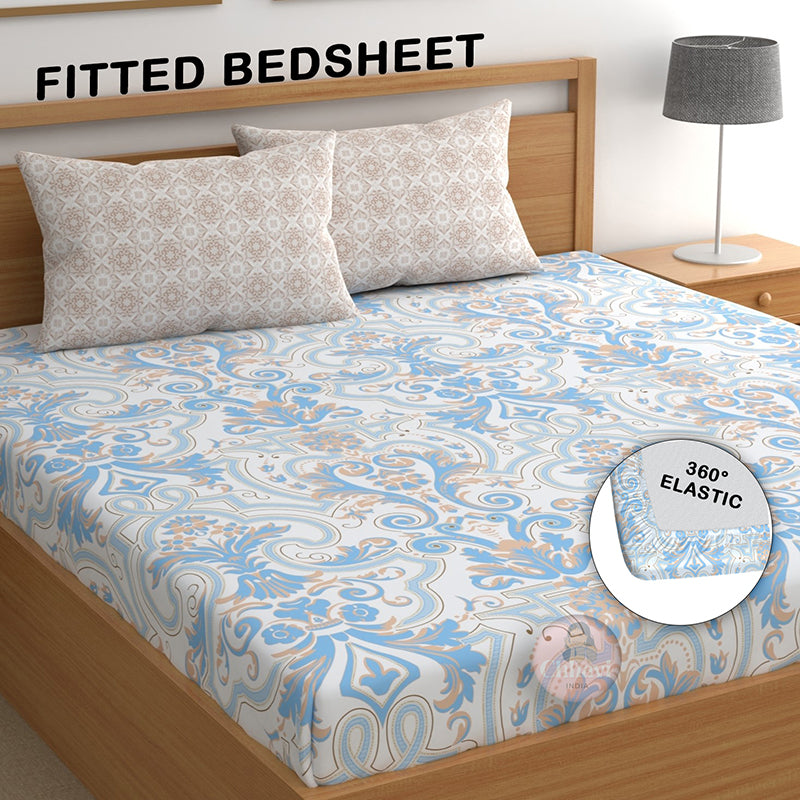 Audrey I Fitted Microfiber Microfiber Bedsheet (Blue) - 150 GSM media 3