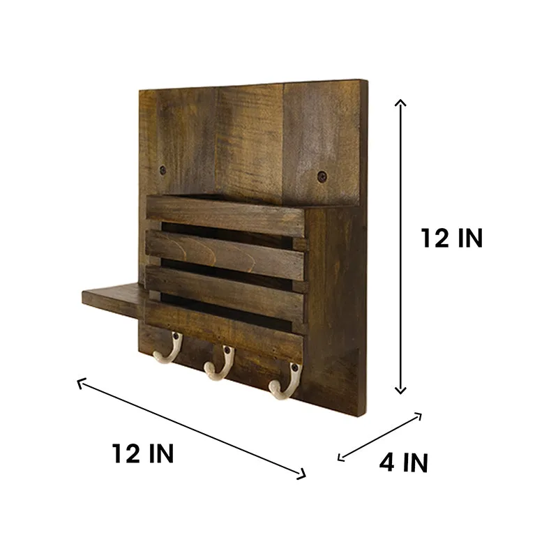 Sutra Wooden Wall Shelf Organiser with Key Holders media 6