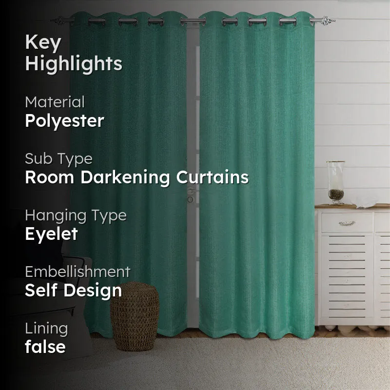 Saral Home Auriel Room Darkening Curtain (Teal) - Set Of Two media 2