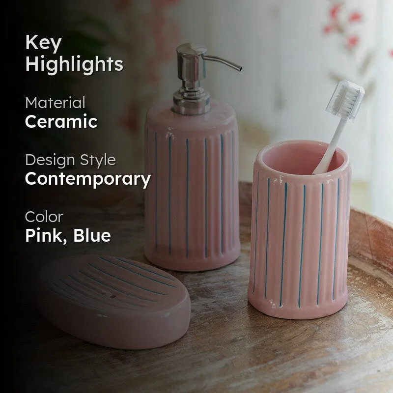 Blush Grove Ceramic Bathroom Set - Three Piece Set media 2