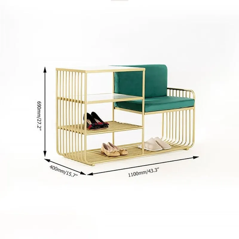 Sleek Metal Shoe Rack - Gold,Green media 7