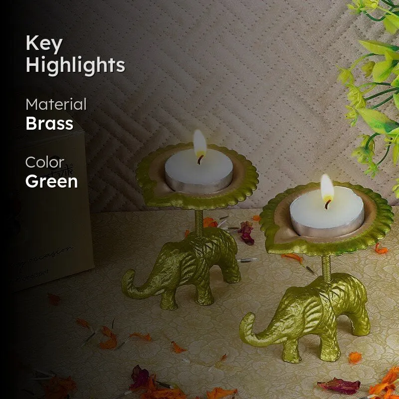 Gajmukut Tealight Candle (Green) - Set Of Two media 2