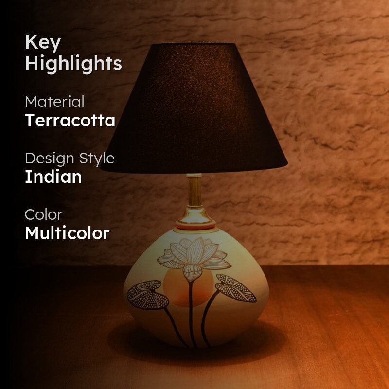 Silver Bloom Terracotta Table Lamp - Multicolor media 2