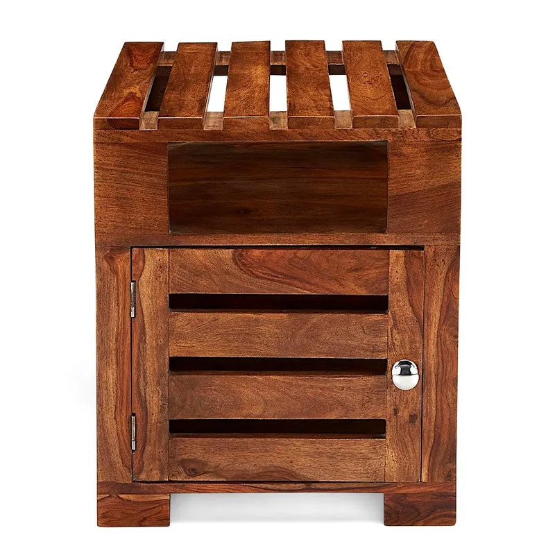 Wverix Sheesham Wooden Side & Bedside Table - Brown media 4