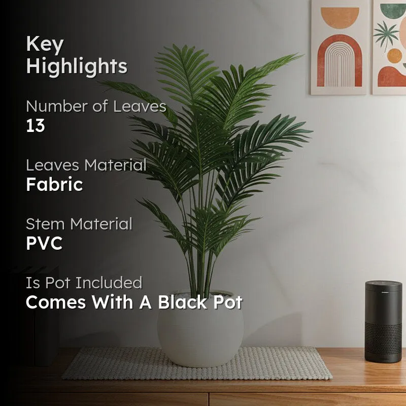 Greenora Artificial Palm Plant With Black Fiber Pot - 1.8 Feet media 2