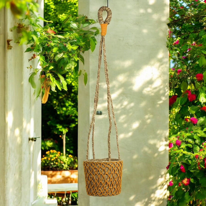 Tantaa Sea Grass Hanging Planter - Beige