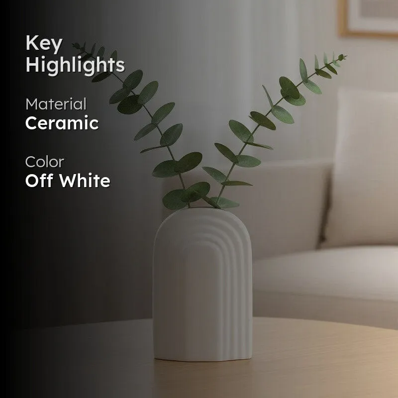 Arch Form Neutral Ceramic Vase - White media 2