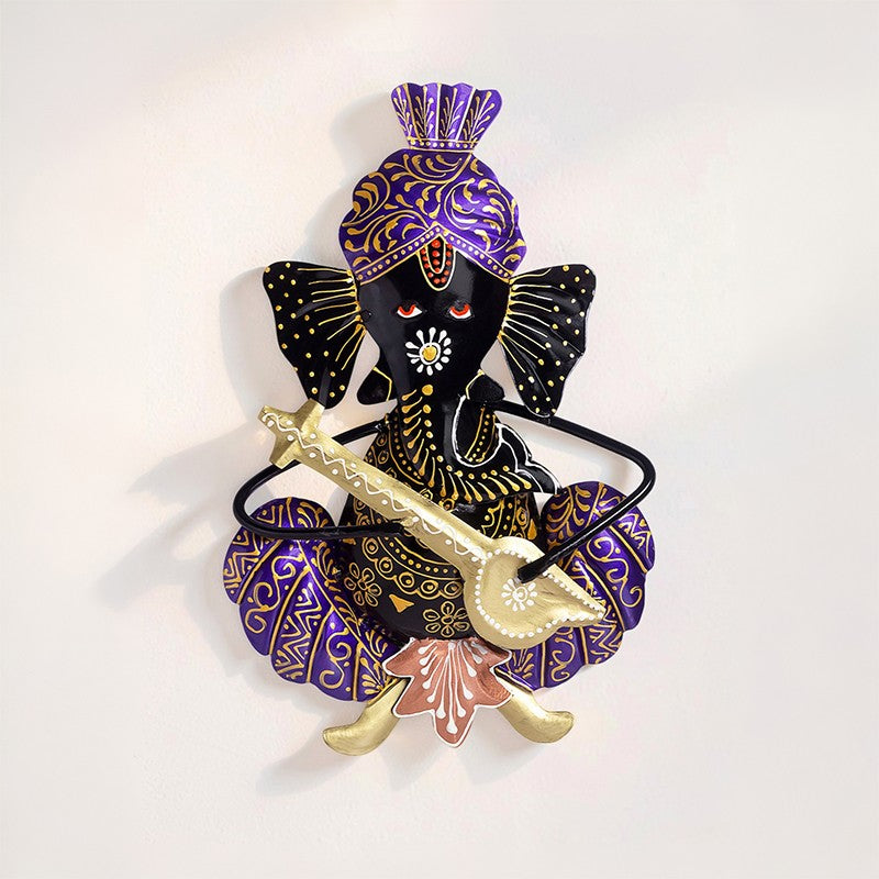 Ganesh Handcrafted Iron Wall Accent - Purple