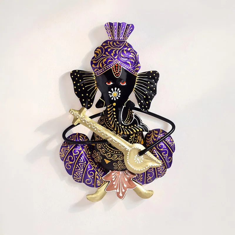 Ganesh Handcrafted Iron Wall Accent - Purple media 1