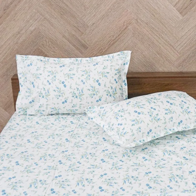 Peila Floral Cotton Bedsheet (Blue) - 180 TC media 4