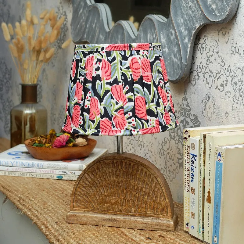 Exotic Flora Wooden Base Cotton Table Lamp - Multicolor media 3