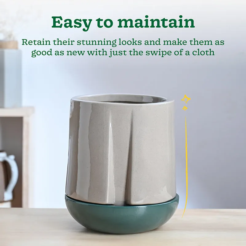 Ugaoo Duke of Drainage Ceramic Planter - Beige media 4