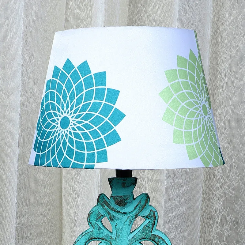 Akari Deco Printed Mango Wood Table Lamp - Blue,White media 3