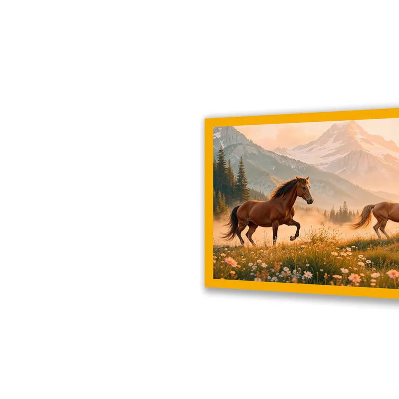 Horses in Meadow Wall Art with Gold Frame media 5