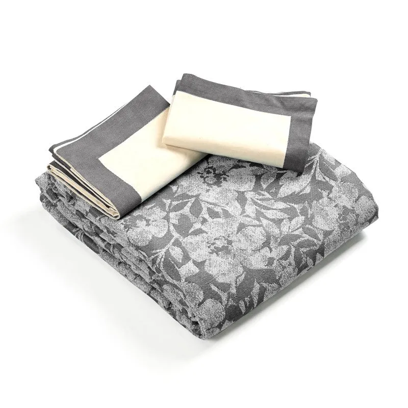 Blossom Breeze Cotton Bedsheet (Grey) - 224 TC media 5