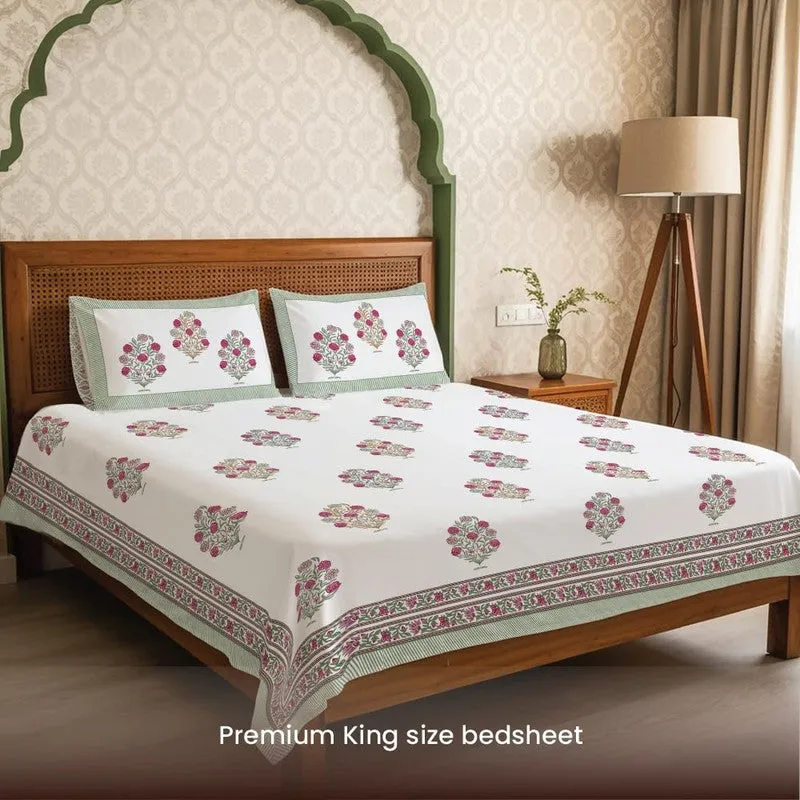 Urban Space EthnicFlora Cotton Bedsheet - 300 TC media 5