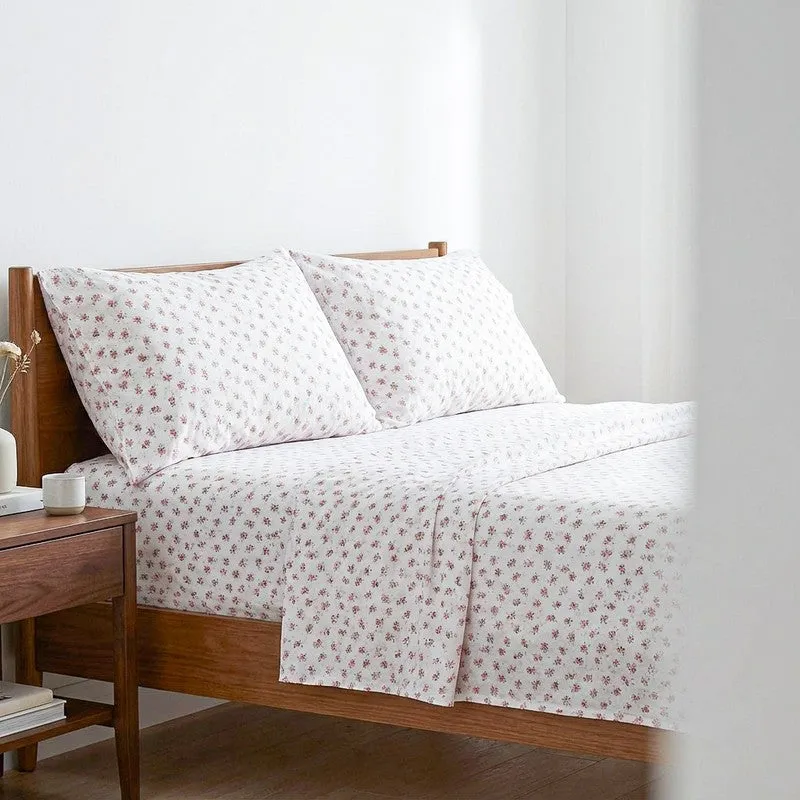 Serene Blooms Cotton Bedsheet (Orange) - 180 TC media 3